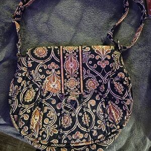 Vera Bradley Black and Orange Paisley Shoulder Bag